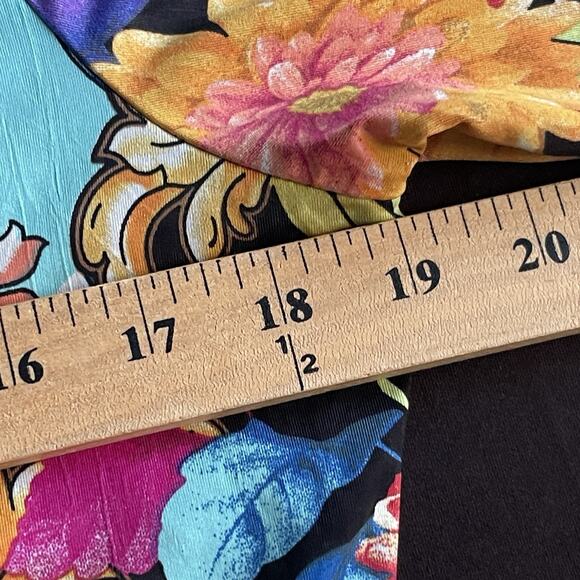 From the Heart Womens Blouse Large Trudy Colorful Floral Stretch Asymmetrical - Picture 9 of 11